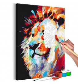 DIY canvas painting - Portrait of a Colourful Lion