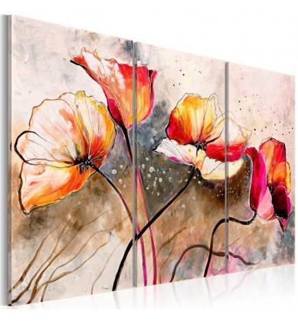 Handmade painting - Poppies lashed by the wind