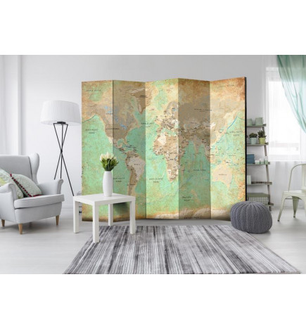 Paravento - Turquoise World Map