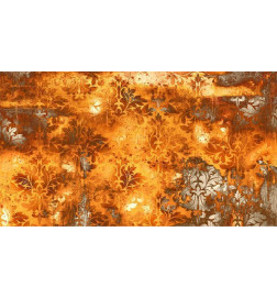 Fototapeet - Orange motif - background with numerous ornaments and scratch effect