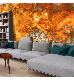 Wall Mural - Orange motif - background with numerous ornaments and scratch effect