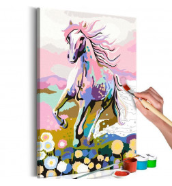 DIY slika z rožnatim konjem cm.40x60 ARREDALACASA