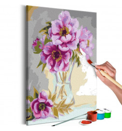 DIY panel met paarse bloemen 40x60 cm. ARREDALACASA