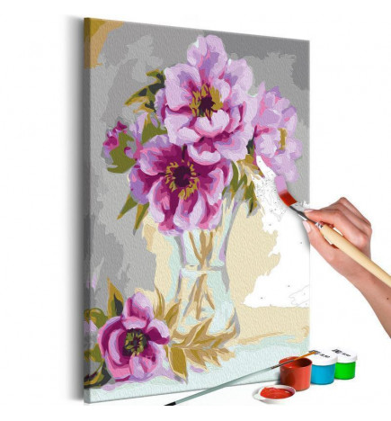 DIY slika z vijoličnimi rožami 40x60 cm. OPREMITE SVOJ DOM