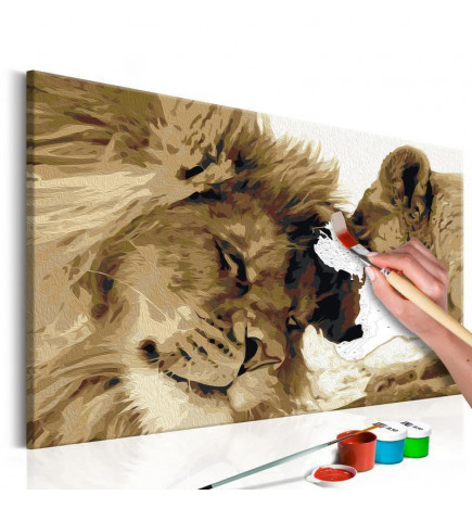 DIY panel met twee leeuwen cm.60x40