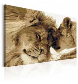 DIY panel met twee leeuwen cm.60x40