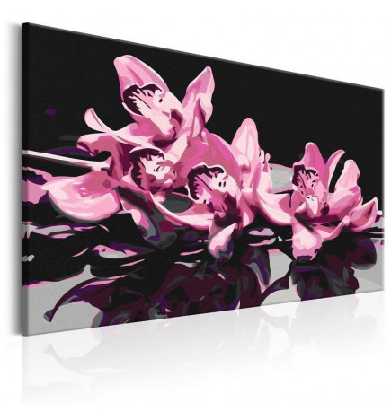 DIY canvas painting - Pink Orchid (Black Background)