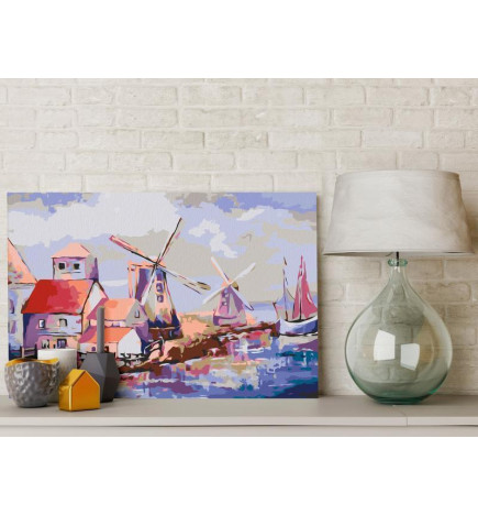 DIY glezna ar mājām uz jūras cm. 60x40 Iekārtojiet savu māju