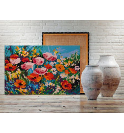 DIY plein met kleurrijke bloemen cm. 60x40
