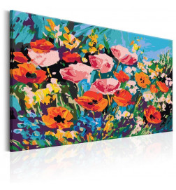 DIY canvas painting - Colourful Meadow Flowers