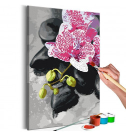 Cuadro para colorear - Orquídea rosa