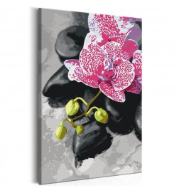 Cuadro para colorear - Orquídea rosa