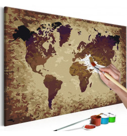 DIY canvas painting - World Map (Brown Colours)