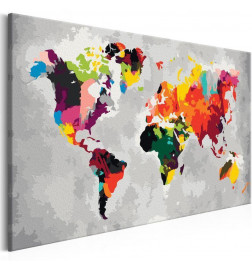 Cuadro para colorear - Mapa del mundo (colores llamativos)