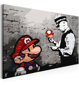 DIY canvas painting - Mario (Banksy)