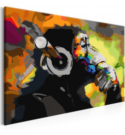 Cuadro para colorear - Mono colorido con auriculares