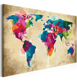 DIY canvas painting - World Map (Colourful)