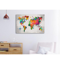 DIY canvas painting - World Map (Compass Rose)