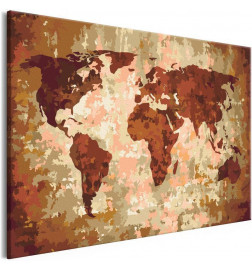 DIY canvas painting - World Map (Earth Colours)
