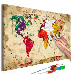 DIY canvas painting - World Map (Colour Splashes)