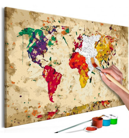 Quadro pintado por você - World Map (Colour Splashes)