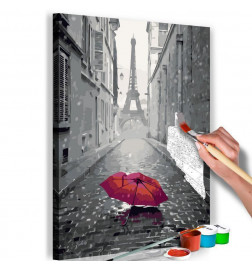 DIY canvas painting - Paris (Red Umbrella)