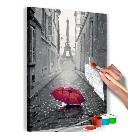 Quadro pintado por você - Paris (Red Umbrella)