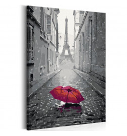 DIY canvas painting - Paris (Red Umbrella)