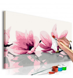 Tableau à peindre par soi-même - Magnolia (fond blanc)