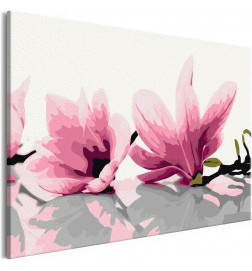 Tableau à peindre par soi-même - Magnolia (fond blanc)