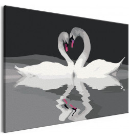 DIY canvas painting - Swan Couple