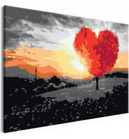 DIY canvas painting - Heart-Shaped Tree (Sunrise)