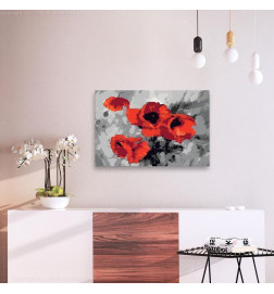 DIY canvas painting - Bouquet of Poppies