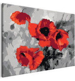 DIY plein met rode bloemen cm. 60x40