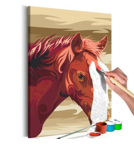 DIY glezna ar brūnu zirgu cm. 40x60 - MĀJAS MĒBELES