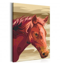 DIY glezna ar brūnu zirgu cm. 40x60 - MĀJAS MĒBELES