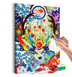 DIY panel met een kleurrijk hert cm. 40x60