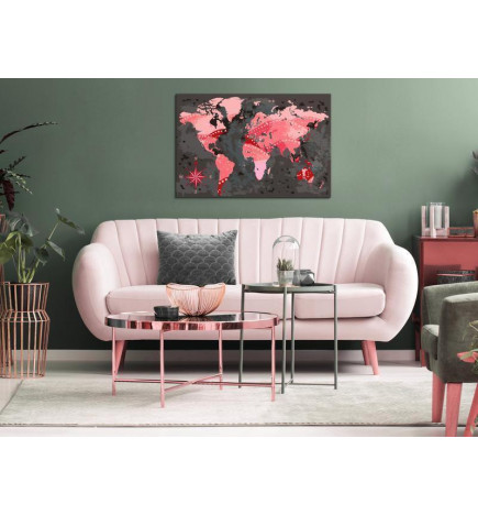DIY glezna ar rozā globusu cm. 60x40 Iekārtojiet savu māju