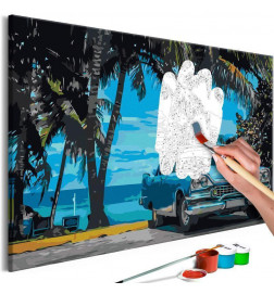 Tableau à peindre par soi-même - Car under Palm Trees