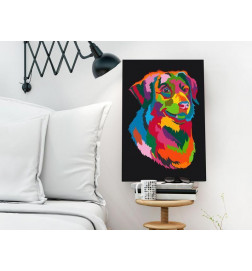 DIY canvas painting - Colourful Dog