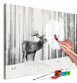DIY canvas painting - Deer in the Snow