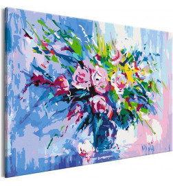 DIY glezna ar ziediem uz zila fona cm. 60x40