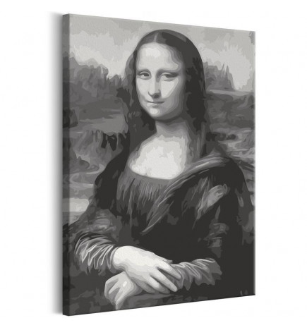 Quadro pintado por você - Black and White Mona Lisa