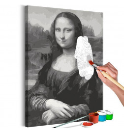DIY canvas painting - Black and White Mona Lisa