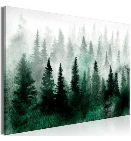 Schilderij - Scandinavian Foggy Forest (1 Part) Wide