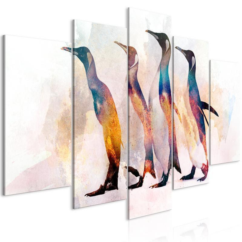 70,90 € Schilderij - Penguin Wandering (5 Parts) Wide
