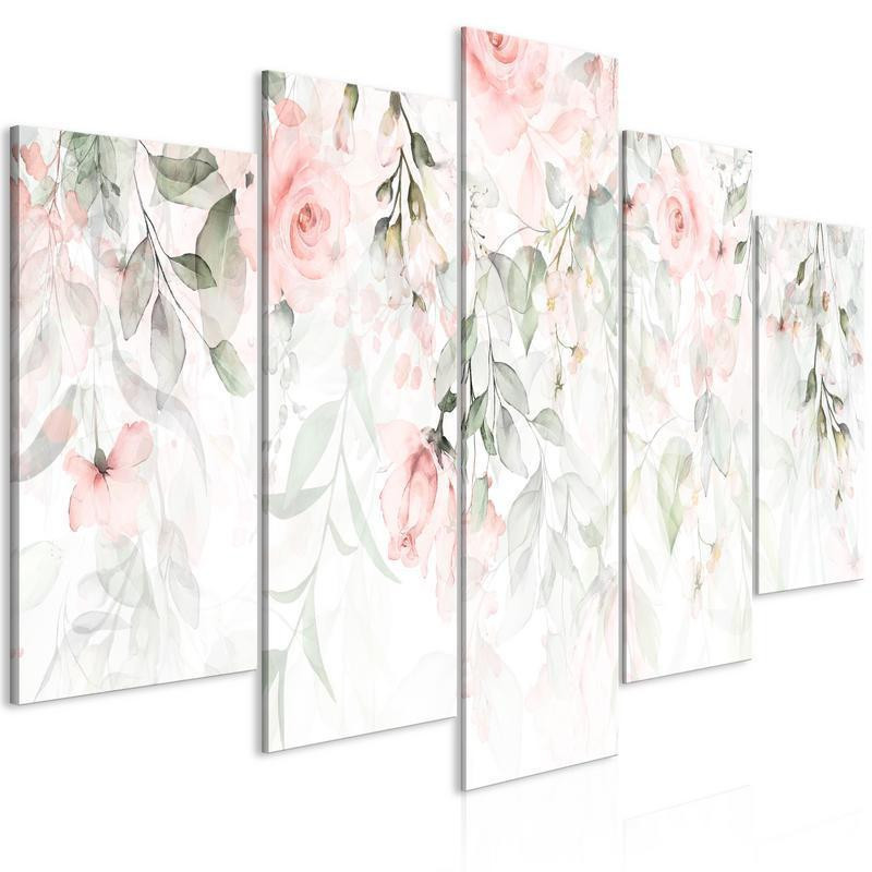 70,90 € Canvas Print - Waterfall of Roses (5 Parts) Wide - First Variant
