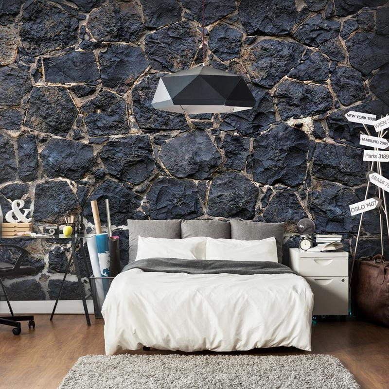 34,00 € Fotobehang - Dark charm - textured composition of black stones with light grout