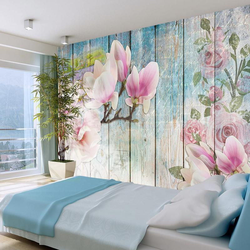 34,00 € Wall Mural - Pink Flowers on Wood