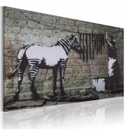 Leinwandbild - Zebra washing (Banksy)